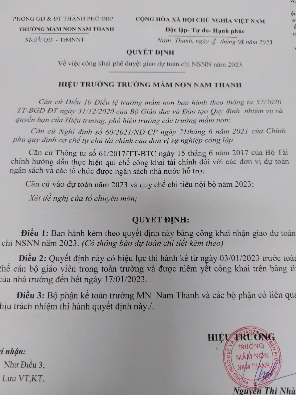 Công khai dự toán chi ngân sách