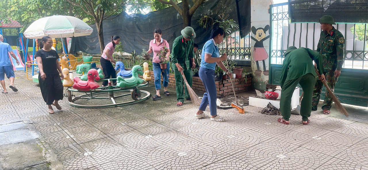 TRƯỜNG MẦM NON  NAM THANH – PHƯỜNG MƯỜNG  THANH TRIỂN KHAI CÔNG TÁC LAO ĐỘNG, VỆ SINH TRƯỜNG LỚP CHUẨN BỊ CHO NĂM HỌC 2025-2026